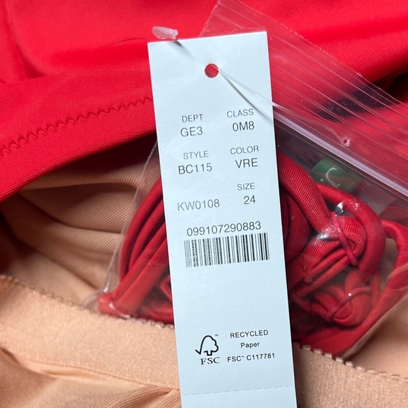 🌻NEW w.tags J.Crew Red Ruched Bandeau One-piece Swimsuit Plus Size 24 - Picture 7 of 8